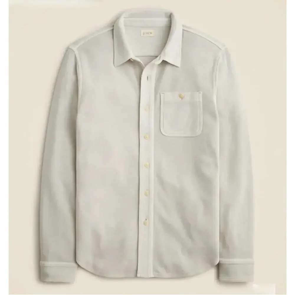 J. Crew Men's 100% Cotton Waffle Knit Button-Up Shirt CB494 Stone Size S NWT